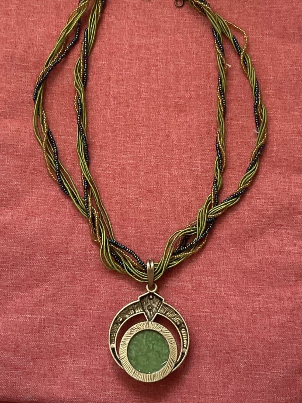 BOHO GREEN & BLUE MULTISTRAND STATEMENT NECKLACE - Picture 7 of 8